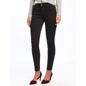 Old Navy Rockstar Mid-Rise Distressed Faded Black Skinny Jeans